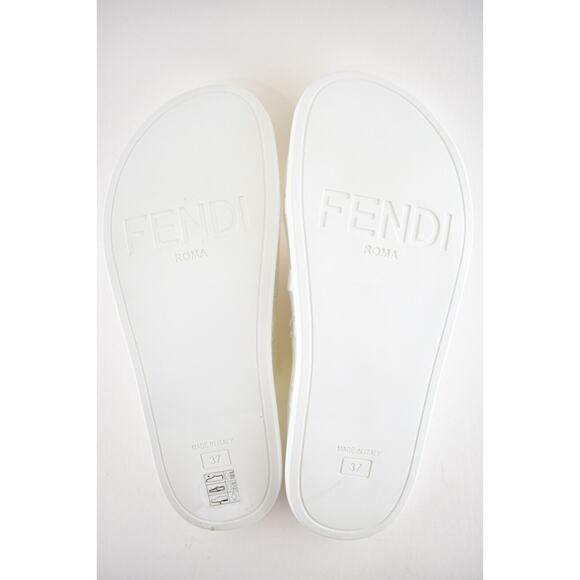 Fendi White Criss Cross Woven Logo Mule Slide Slip On Flat Flip Flop Sandal 37 - Picture 12 of 12
